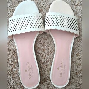 Kate Spade White Sandals with Perforated Design